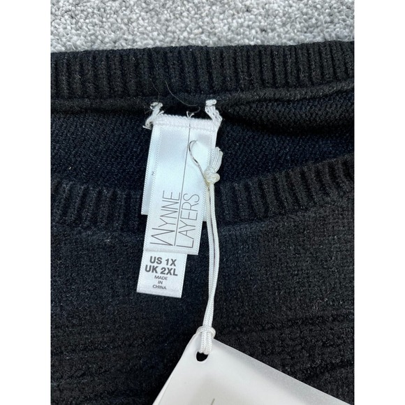 Marla Wynne Layers Oversized Black Cable Knit‎ Pullover Sweater XL - Picture 7 of 12